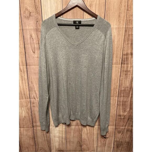 Calvin Klein XL grey V-neck sweater mens - Picture 1 of 6